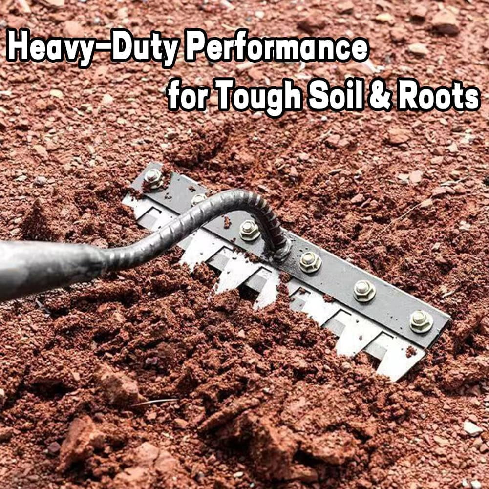 Iron Rake 2.0 - Upgraded Iron Weeding Rake for Gardening and Weeding, Heavy Duty Carbon Steel Rakes with 5/6/7/8 Teeth for Lawn Loosening, Dethatching in Tight Spaces (7 Teeth)