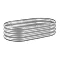 Metal Raised Garden Bed, 4 x 2 x 1 ft Oval Outdoor Galvanized Planter Garden Box, Open Bottom Design, Large Planter Raised Bed for Growing Vegetables, Flowers, and Succulents, Galvanized Color