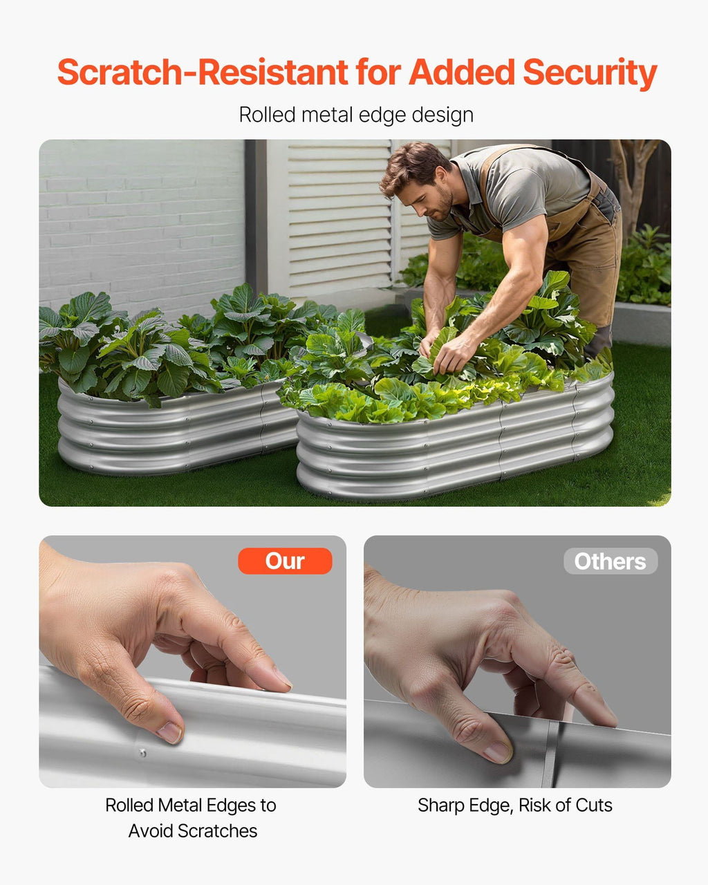 Metal Raised Garden Bed, 4 x 2 x 1 ft Oval Outdoor Galvanized Planter Garden Box, Open Bottom Design, Large Planter Raised Bed for Growing Vegetables, Flowers, and Succulents, Galvanized Color