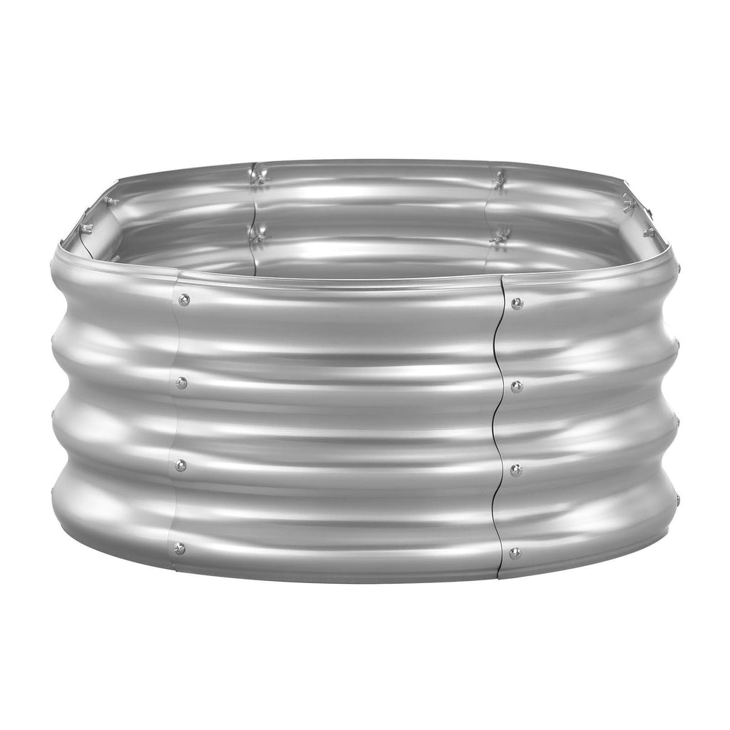 Metal Raised Garden Bed, 4 x 2 x 1 ft Oval Outdoor Galvanized Planter Garden Box, Open Bottom Design, Large Planter Raised Bed for Growing Vegetables, Flowers, and Succulents, Galvanized Color