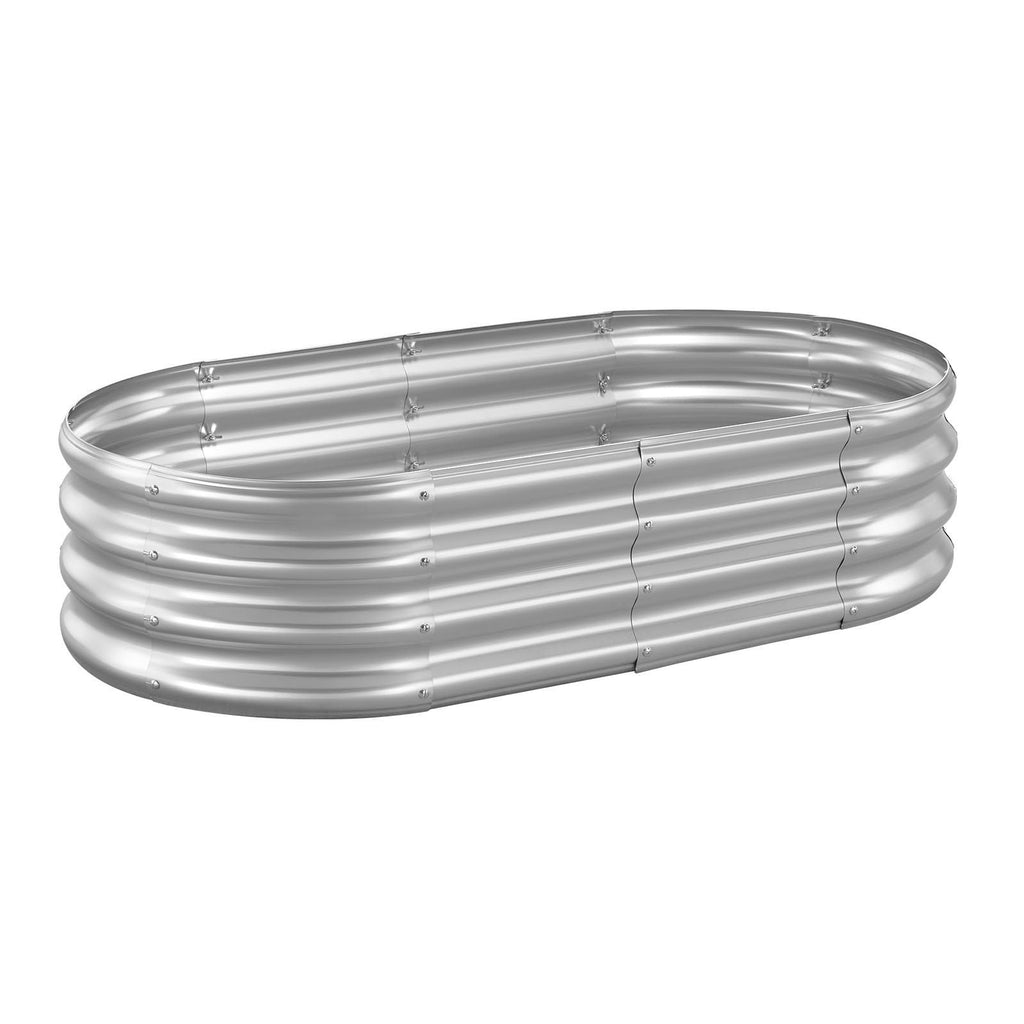 Metal Raised Garden Bed, 4 x 2 x 1 ft Oval Outdoor Galvanized Planter Garden Box, Open Bottom Design, Large Planter Raised Bed for Growing Vegetables, Flowers, and Succulents, Galvanized Color