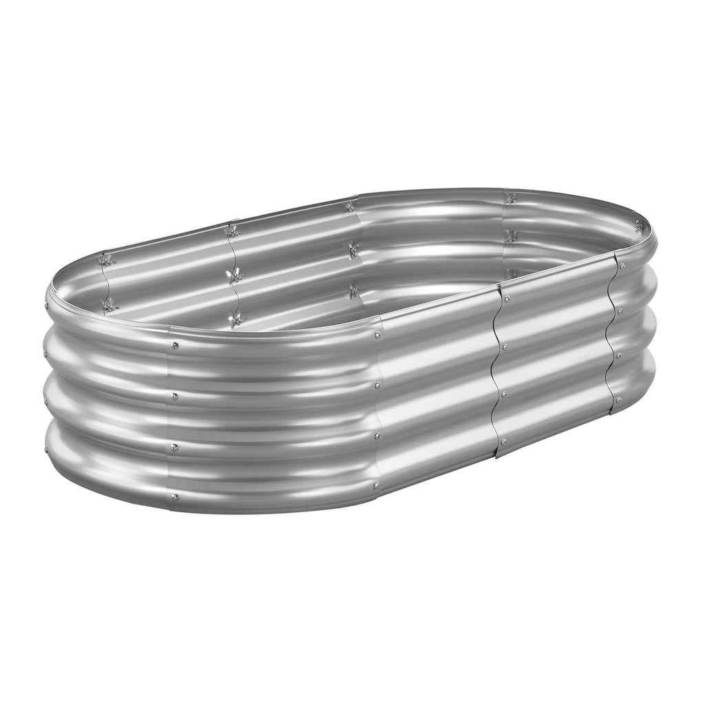 Metal Raised Garden Bed, 4 x 2 x 1 ft Oval Outdoor Galvanized Planter Garden Box, Open Bottom Design, Large Planter Raised Bed for Growing Vegetables, Flowers, and Succulents, Galvanized Color