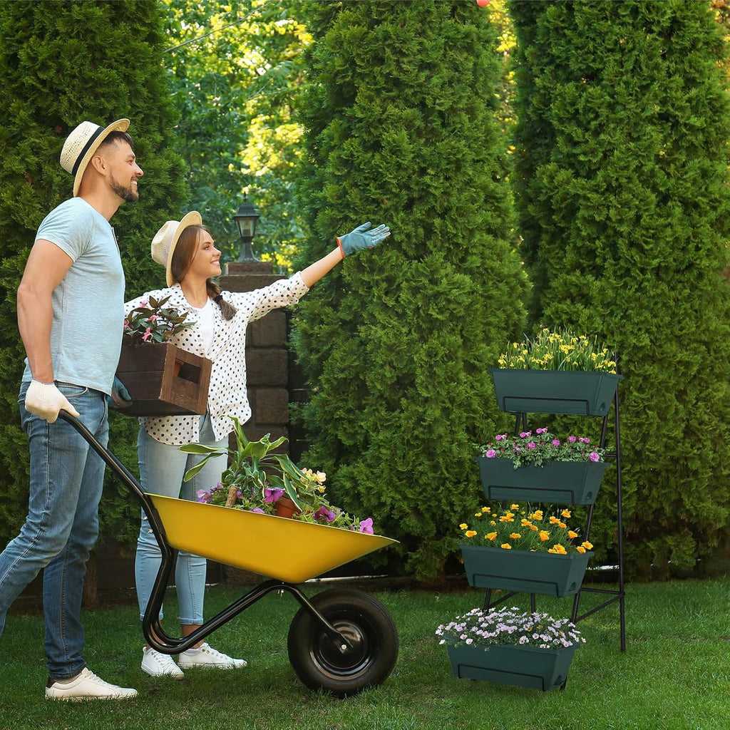 Raised Garden Bed 4 Tier Vertical Garden Planters Indoor Outdoor Raised Planter Box with Legs Elevated Herb Garden Planter for Flowers Vegetables Plants, Green, 16.8 * 18.3 * 41.5 Inches