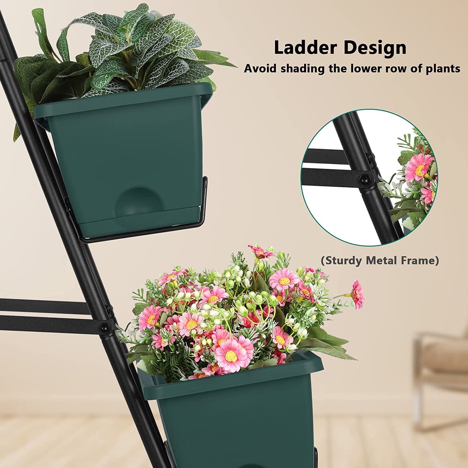 Raised Garden Bed 4 Tier Vertical Garden Planters Indoor Outdoor Raised Planter Box with Legs Elevated Herb Garden Planter for Flowers Vegetables Plants, Green, 16.8 * 18.3 * 41.5 Inches