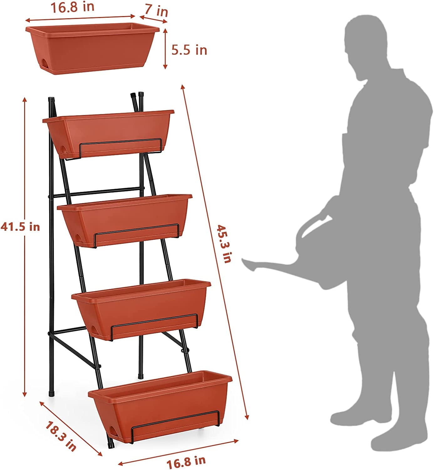 Raised Garden Bed 4 Tier Vertical Garden Planters Indoor Outdoor Raised Planter Box with Legs Elevated Herb Garden Planter for Flowers Vegetables Plants, Green, 16.8 * 18.3 * 41.5 Inches