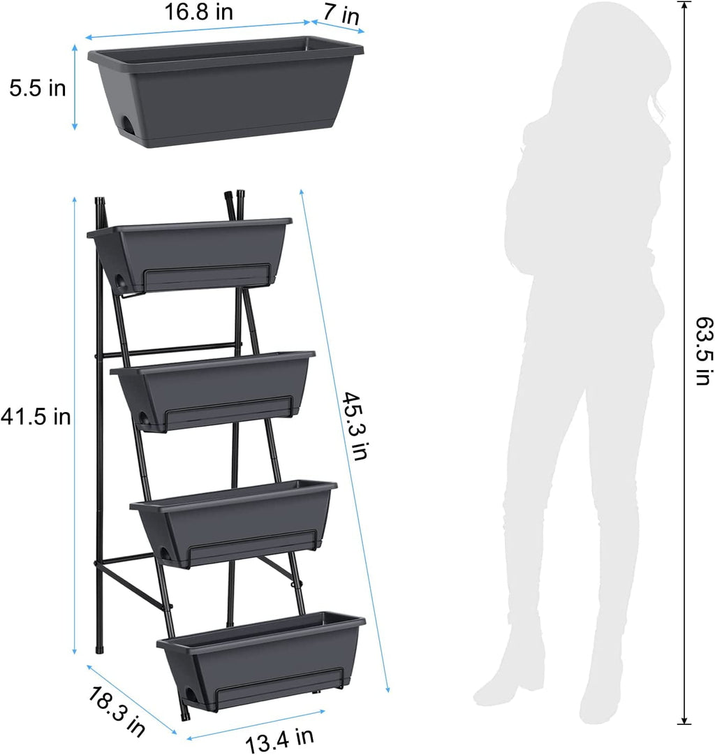 Raised Garden Bed 4 Tier Vertical Garden Planters Indoor Outdoor Raised Planter Box with Legs Elevated Herb Garden Planter for Flowers Vegetables Plants, Green, 16.8 * 18.3 * 41.5 Inches