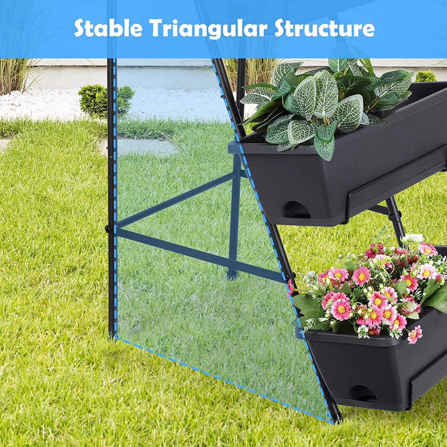 Raised Garden Bed 4 Tier Vertical Garden Planters Indoor Outdoor Raised Planter Box with Legs Elevated Herb Garden Planter for Flowers Vegetables Plants, Green, 16.8 * 18.3 * 41.5 Inches