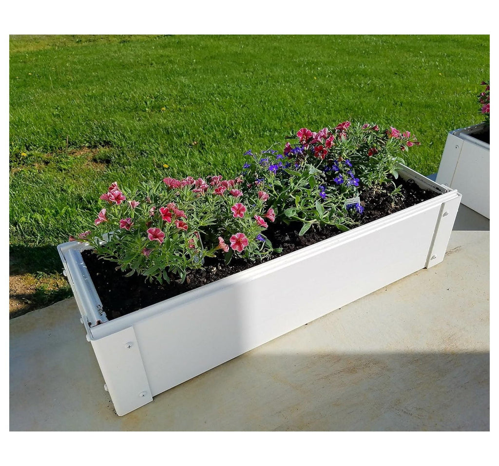 Raised Garden Bed 8.5x25.5x6 inch - Stackable Vinyl Planter Box - White, UV Protected, Easy Assembly - Ideal for Veggies, Flowers &amp; Small Spaces