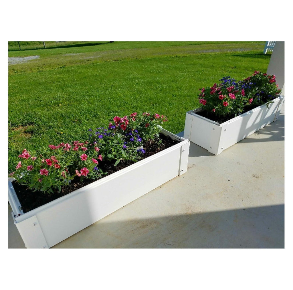 Raised Garden Bed 8.5x25.5x6 inch - Stackable Vinyl Planter Box - White, UV Protected, Easy Assembly - Ideal for Veggies, Flowers &amp; Small Spaces