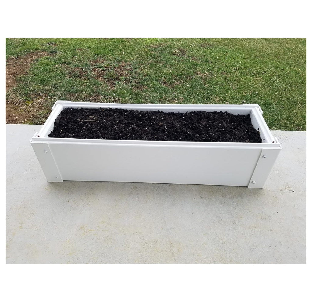 Raised Garden Bed 8.5x25.5x6 inch - Stackable Vinyl Planter Box - White, UV Protected, Easy Assembly - Ideal for Veggies, Flowers &amp; Small Spaces