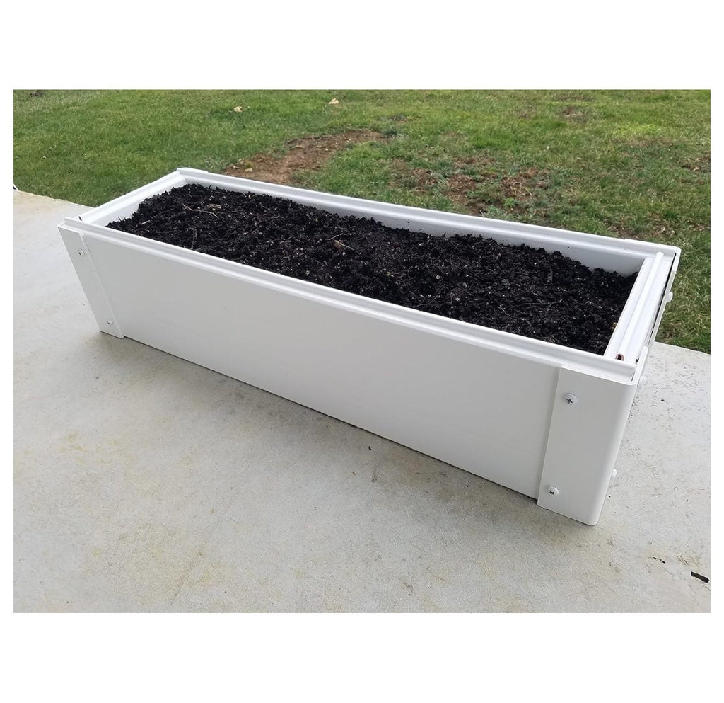 Raised Garden Bed 8.5x25.5x6 inch - Stackable Vinyl Planter Box - White, UV Protected, Easy Assembly - Ideal for Veggies, Flowers &amp; Small Spaces