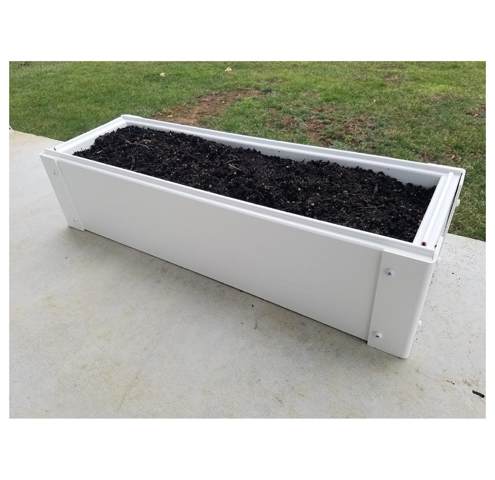 Raised Garden Bed 8.5x25.5x6 inch - Stackable Vinyl Planter Box - White, UV Protected, Easy Assembly - Ideal for Veggies, Flowers &amp; Small Spaces