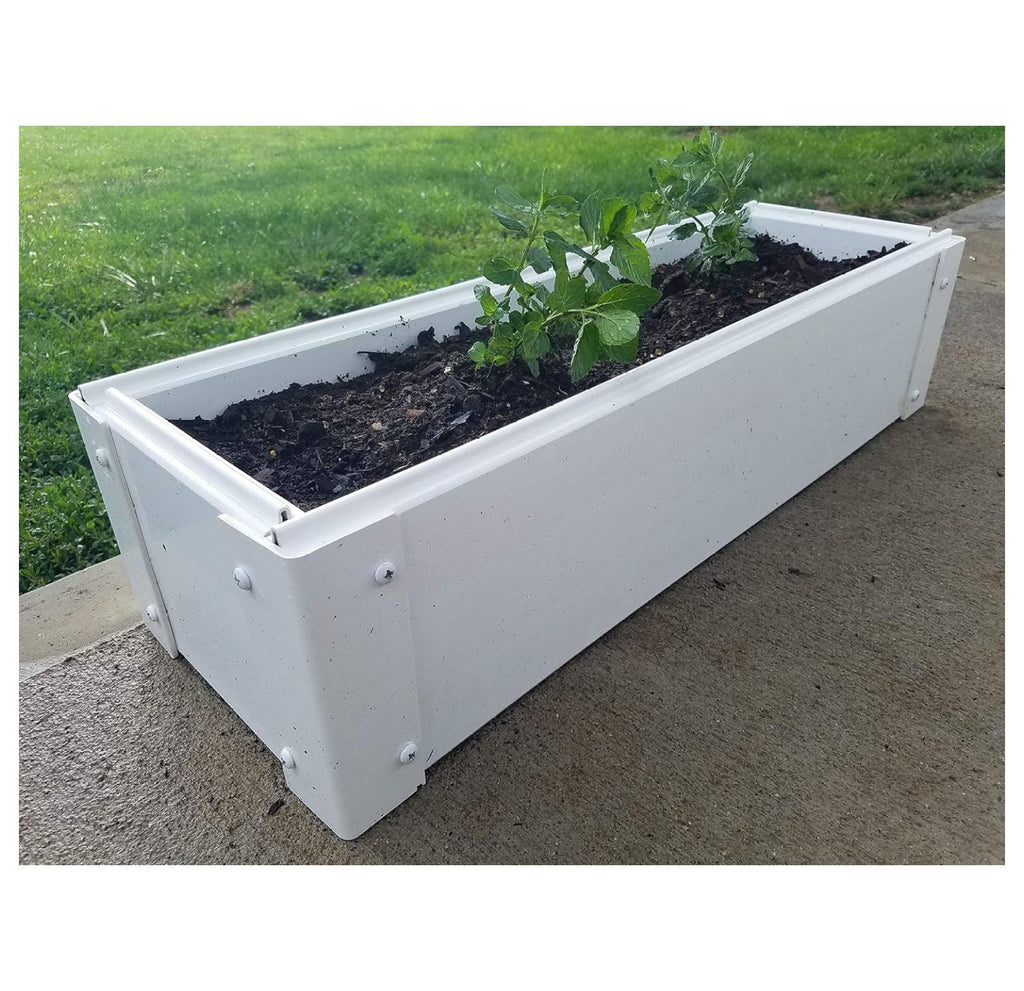 Raised Garden Bed 8.5x25.5x6 inch - Stackable Vinyl Planter Box - White, UV Protected, Easy Assembly - Ideal for Veggies, Flowers &amp; Small Spaces