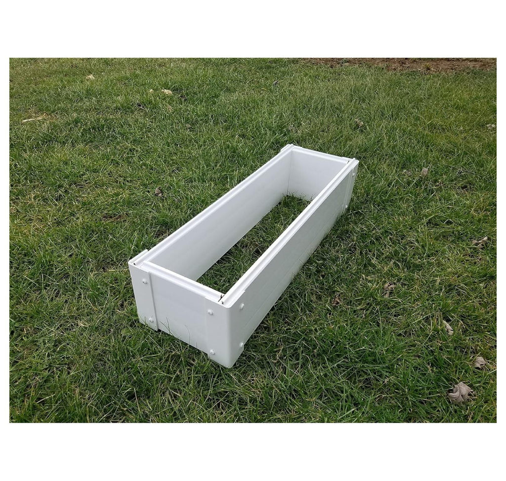 Raised Garden Bed 8.5x25.5x6 inch - Stackable Vinyl Planter Box - White, UV Protected, Easy Assembly - Ideal for Veggies, Flowers &amp; Small Spaces