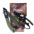 AMERISTEP Pruning Kit for Hunting Sharp-Bladed Folding Saw &amp; Ratchet Pruners with Rubber Grip Handle for Clipping Brushes &amp; Branches