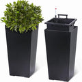22" Tall Planter Set of 2,Heavy Duty Tall Planter,High Front Porch Planter Pots with Drainage Holes＆Water Level Monitor＆Inner Bucket, Automatic Watering,Indoor/Outdoor,Black
